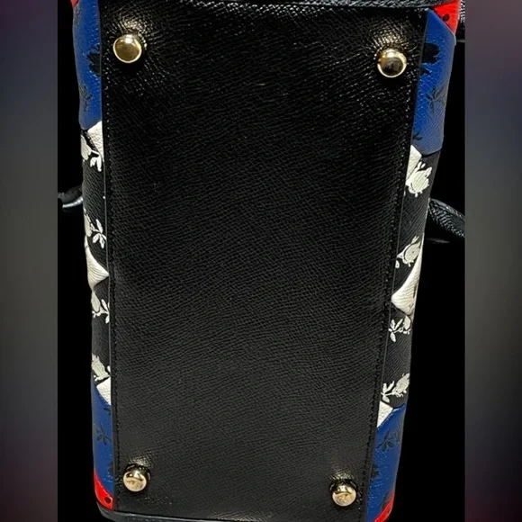 Coach Swagger Floral Patchwork Satchel in Red, Blue, and Black - Picture 9 of 12